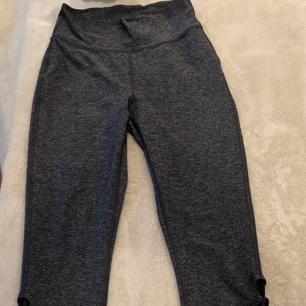 Lululemon Gray Leggings with Shoe Lace Cut Out Detail at the Ankle, Size 6